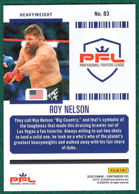 2025 Panini Contenders Pfl - Season Ticket Roy Nelson #83 Retail
