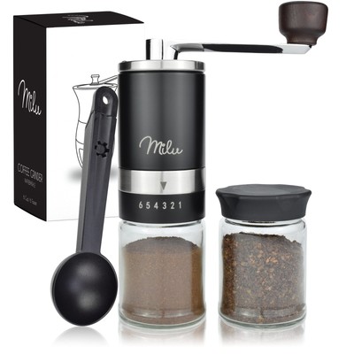 Manuelle Kaffeemühle aus gebürstetem Edelstahl mit verstellbarer Keramikschleifscheibe...