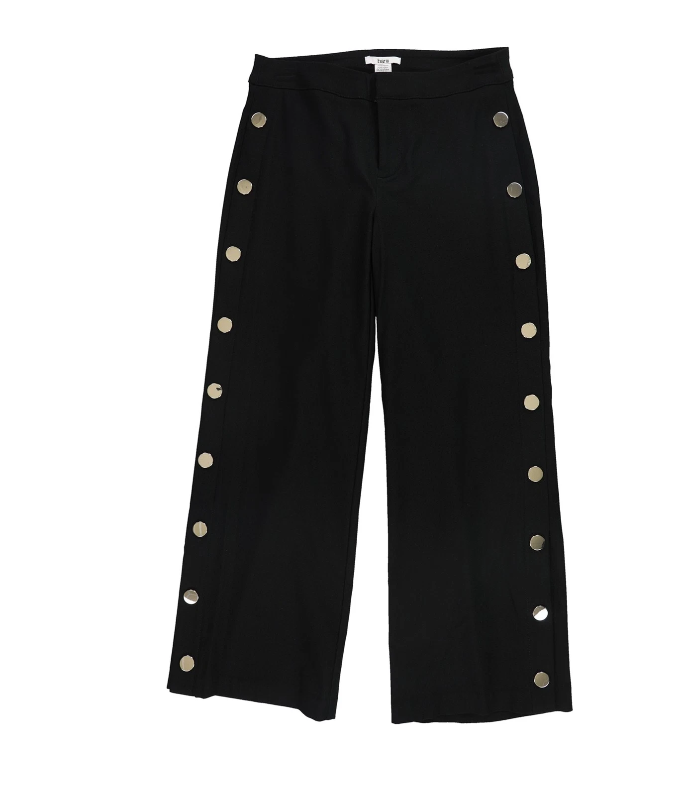 bar III Womens Wide Leg Sailor Tapered Cropped Capri Casual Pants, black, 14