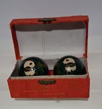 Baoding Balls Chinese Health Massage Exercise Stress Balls Green Panda Red Box