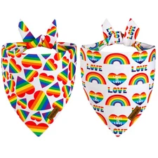 Pride Dog Bandanas Reversible LGBT Love is Love Pet Scarf for Dogs 2 Pack