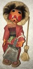 Vintage Mexican Cloth Folk Art  Figurine Doll w/ Broom & Dustpan — photo 3