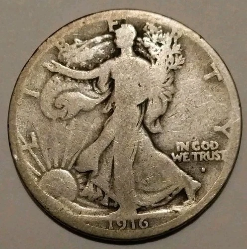1916 S Liberty Walking Silver Half Dollar