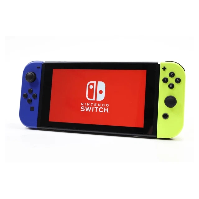 Nintendo Switch console Blue/Yellow joycons 32GB Black with Dock - Very Good