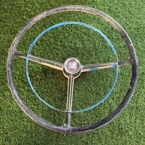 Vtg 1957 Cadillac Eldorado Steering Wheel Chrome Horn Ring Center Emblem Crest
