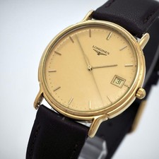 Longines Grand Classic Men's Quartz Watch Gold Dial 34.5mm New Battery Working