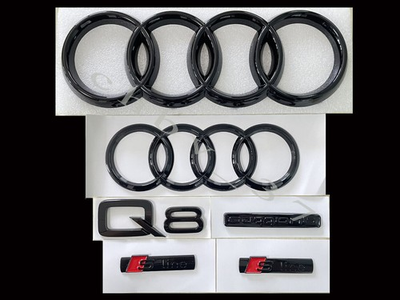 #ad #ad 2019 Audi Q8 Emblem Gloss Black Rings Front Rear Quattro Sline Combo Set OE 6pc $77.41