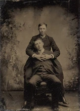 Antique RP Tintype Two Young People Affectionate Pose C7034RP