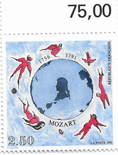 FRANCE YVERT 2695 MOZART – PAIRE VARIETE BLEU CLAIR TENANT AU NORMAL – BDF