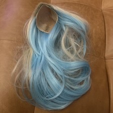 Doll Wig Long Straight Style Haku - Blue and White BJD.