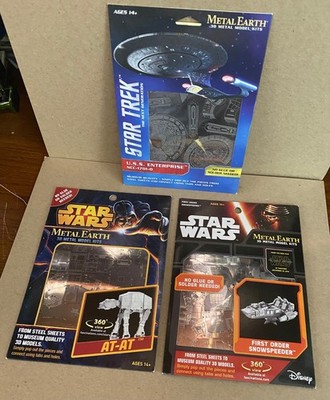 FASCINATIONS METAL EARTH MODEL KITS LOT OF 3, STAR TREK, STAR WARS NEW SEALED