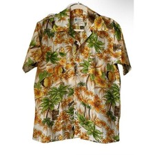 50s 60s Rare Vintage Waikiki Holiday Aloha Shirt Tropical Tree Fish Sailboat