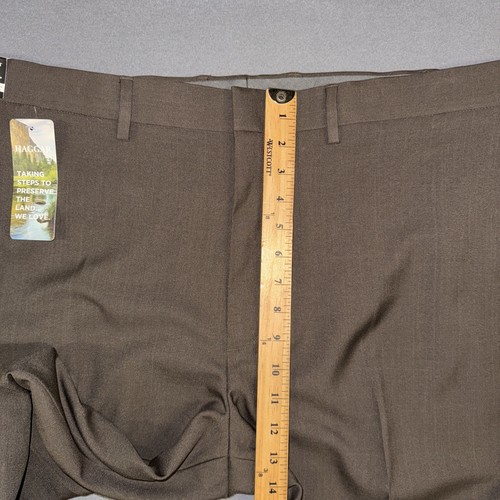 Haggar Dress Pants Mens 44x30 Dark Brown Classic Fit Flat Front Polyester NWT - Picture 5 of 10