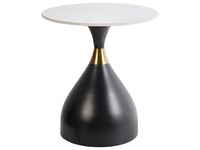 Beistelltisch Sinterstein Weiß/Schwarz ø 50 Cm Rund Modernes Design Gold Ituna