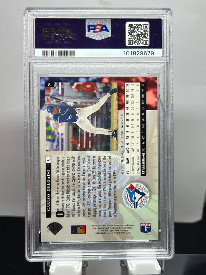 CARLOS DELGADO PSA 8 1994 Upper Deck Star Rookies Electric Diamond  Rookie RC - Image 2 of 2