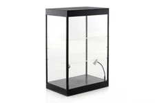 LARGE LED LIGHTED DISPLAY CASE W/ 2 ADJUSTABLE SHELVES 9927MBK DIECAST 1/18 1/24