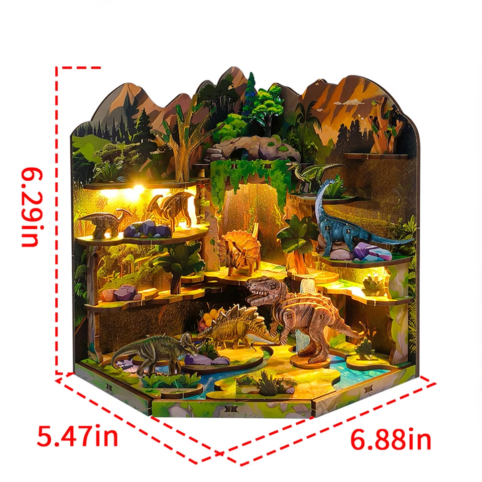 Dinosaurio Exploración Luz Pintura Hágalo Usted Mismo Libro Rincón Construcción Madera Puzzle Juguete Kit Foto 2 de 4