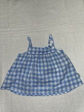Petit Patapon Mädchen Kleid Gr. 62 1-3 Monate Weiß/Blau Kariert SM1041