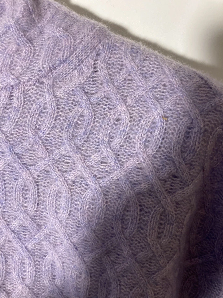 Suéter con Capucha AQUA Cashmere Mujer M 100% Cachemira Tejido con Cable-Lavanda-USADO EN EXCELENTE ESTADO Foto 4 de 4