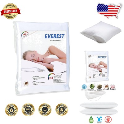 Durable King Pillow Protector Encasements - Water Resistant & Breathable 6 Pack