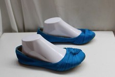 Charlotte Russe Comfort Flat Slip on BALLET SUEDE TEAL BLUE fabric sz 8