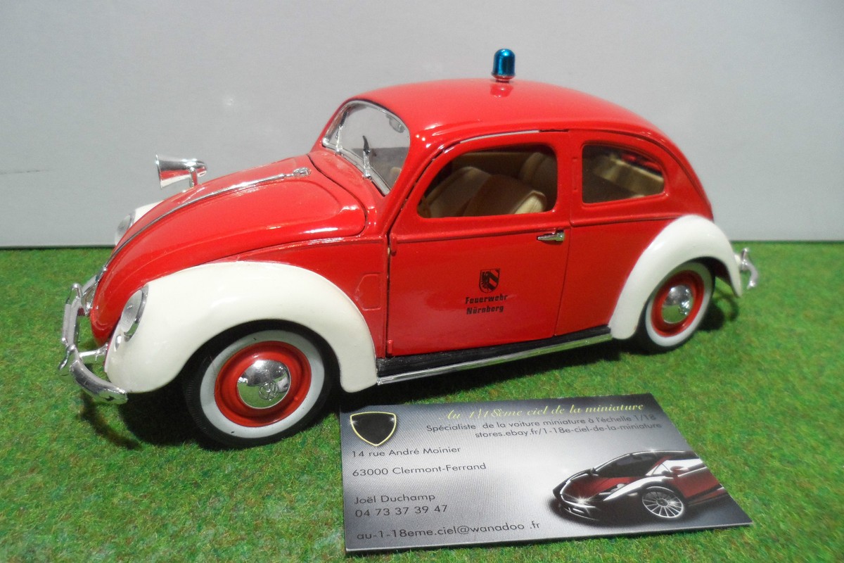 Volkswagen Coccinelle Export 1951 1/18 Maisto – Bleu Et Blanc, Miniature Zamac