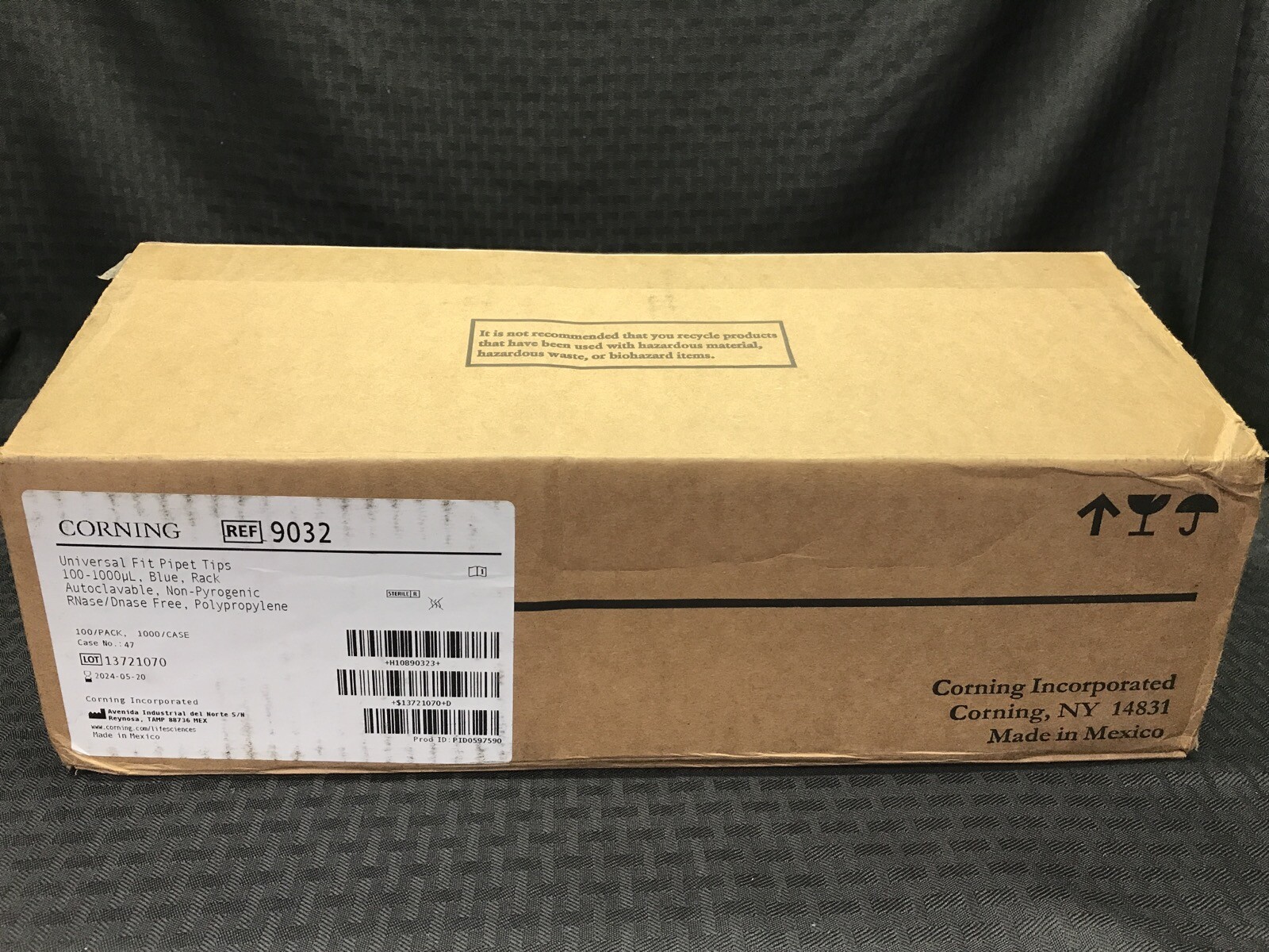 (1 Case) CORNING 100-1000uL Universal Fit Pipet Tips 10x 100/Rack Blue ...