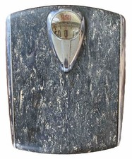 Vtg 50s 60s MCM Borg Bathroom Scale Bubble Glass Black Chrome Rust WORKS