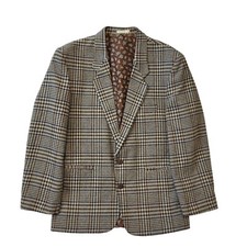 Topman 80s Vintage Brown Plaid Wool Suit Jacket Men's Size M/l