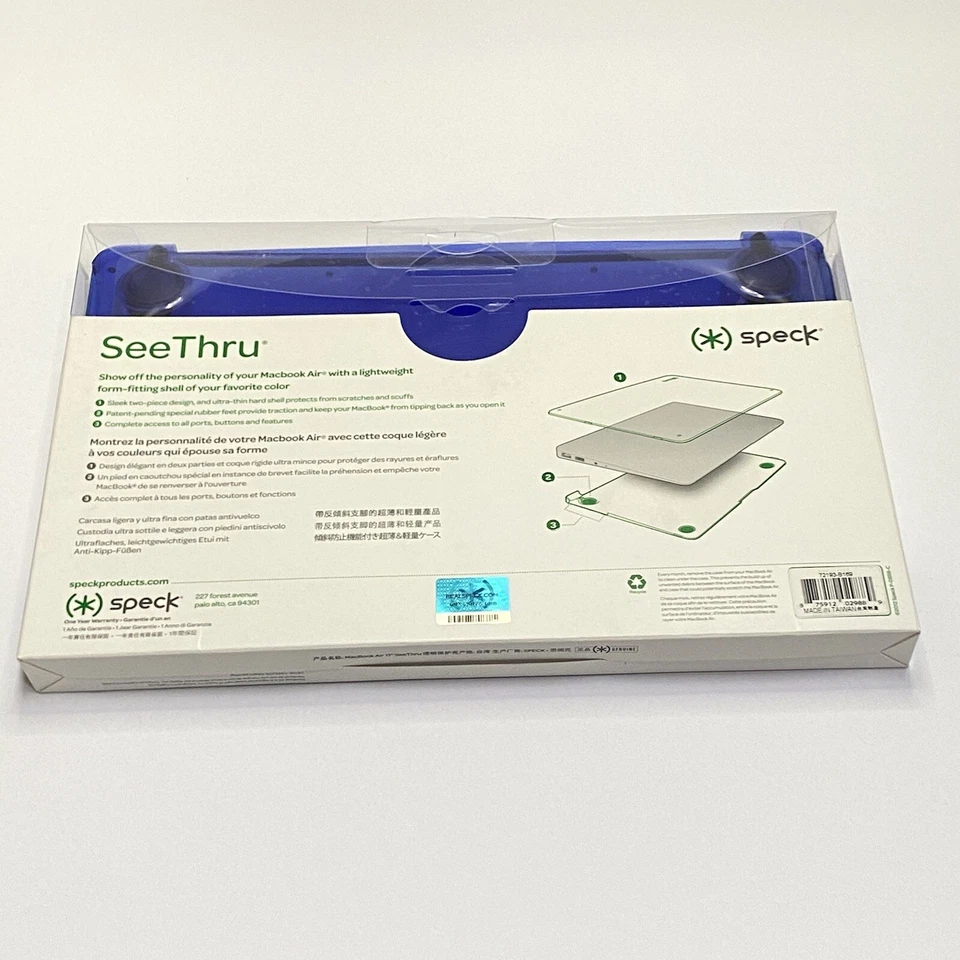 Nueva Funda Carcasa Inteligente Speck para Apple MacBook Air 11" Ver a Través Azul Cobalto Foto 3 de 4
