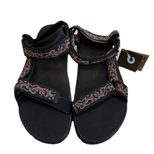 TEVA Terra Sandals 11 Black Hook Loop Strap Water Boat Hiking Flame Outdoor NWT