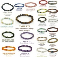Crystal Bracelet Healing Stone Authentic Beaded 8mm Bangle Chakra Stones Collect