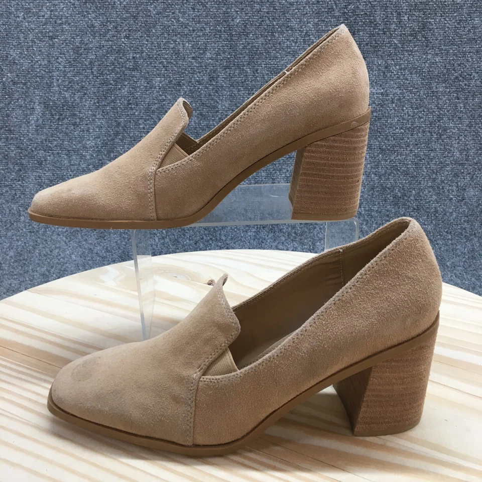 Joie Zapatos Mujer 9M Wevenly Mocasín Cuero Marrón Tacones Bloque Informales Sin Cordones NUEVO Foto 3 de 4