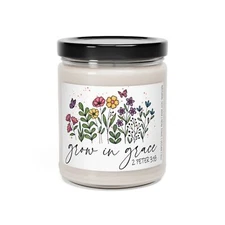 Scented Soy Candle, Grow in Grace 2Peter 3:18 Bible Verse Soy Candle, Eco Vegan