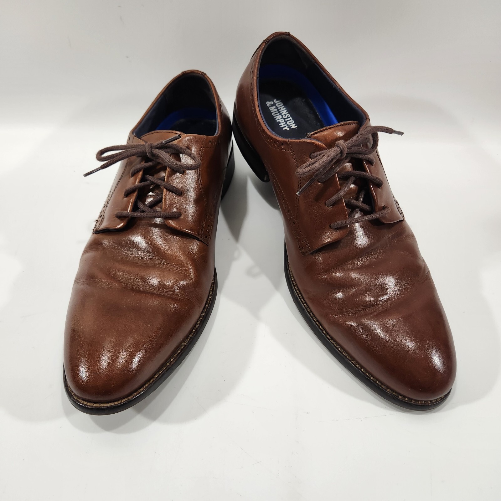 SAOLA Scarpe eleganti da uomo Johnston & Murphy taglia 9M marrone Oxford pelle punta mandorla