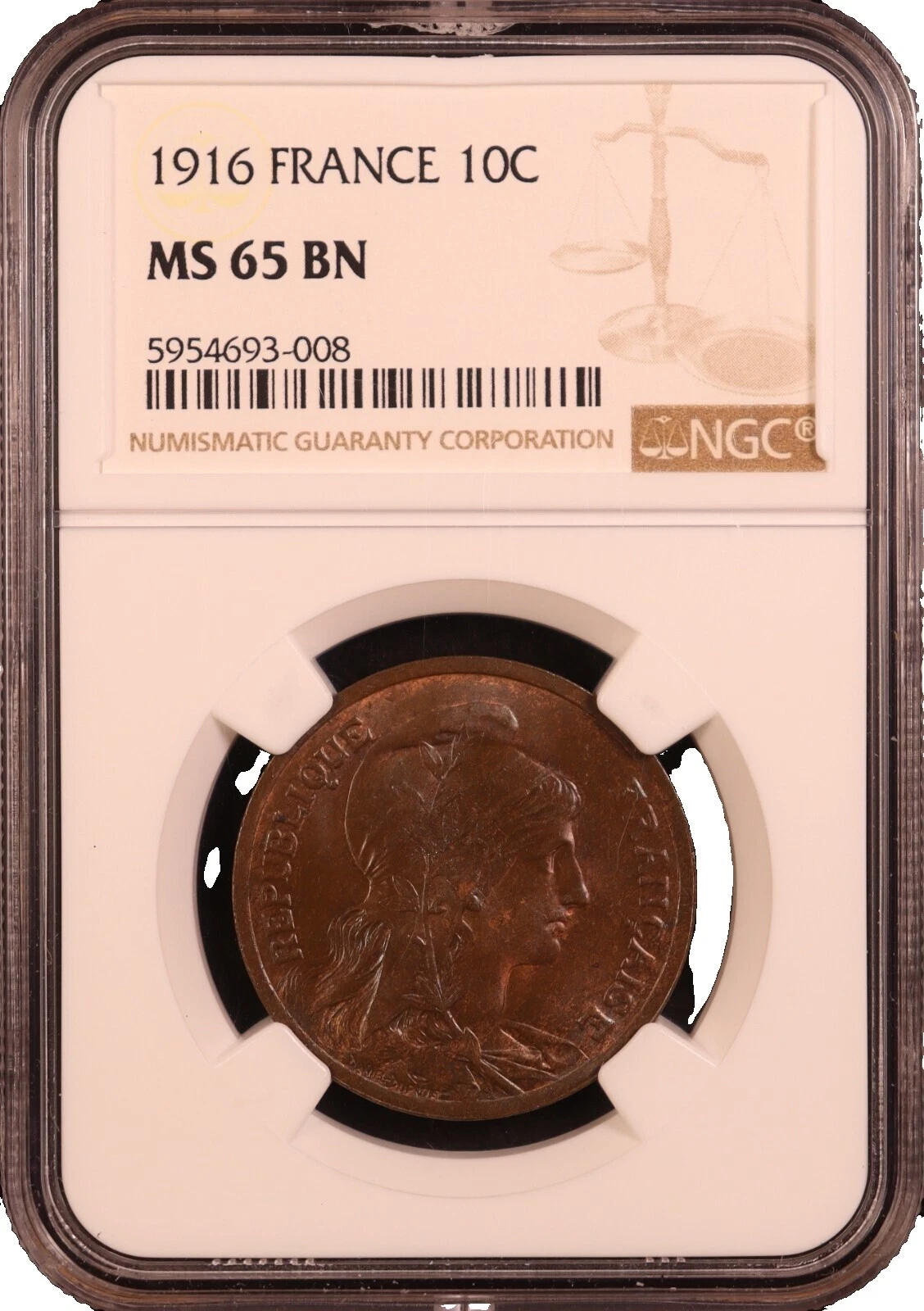 Monedas francesas de 1916 años de Bronce