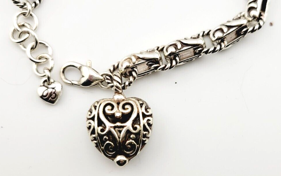 Brighton Bibi Heart Bracelet Heart Charm Silver 97 eBay