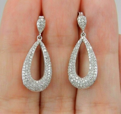 2Ct Round Cut Real Moissanite Women's Drop/Dangle Earrings