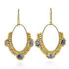 Oval Chandelier Beads and Lapis Brass Dangle Earrings