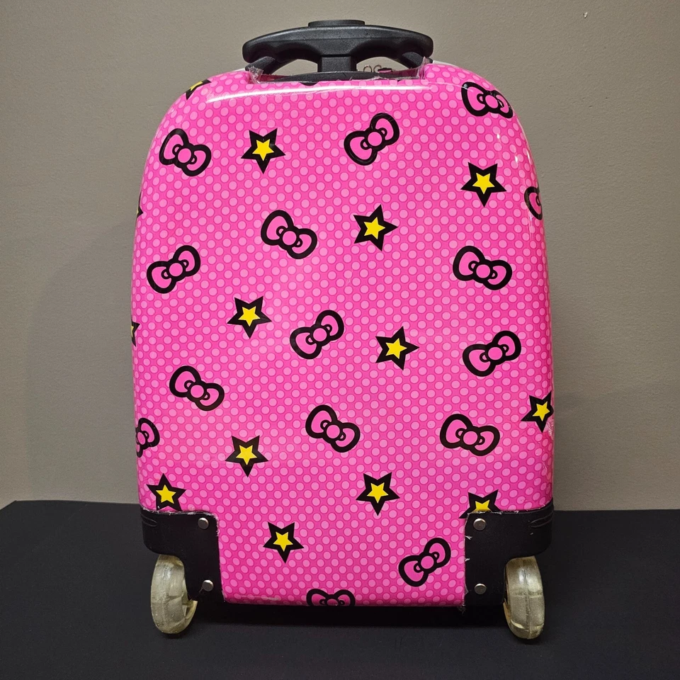 Maleta con ruedas Hello Kitty carcasa rígida niñas equipaje rosa 19 x 12 x 8 lados duros Foto 2 de 4