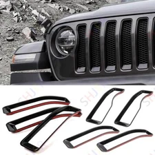 For Jeep Wrangler JL 18-23 Bright Black Front Grille Grill Inserts Cover Trim 7X