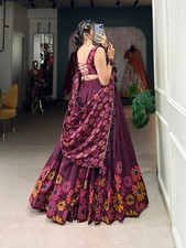 New Beautiful Tussar Silk Lehenga Choli With Dupatta For Women Festival Wear