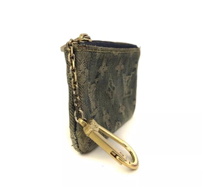LOUIS VUITTON RARE Denim Key Cles Pouch Mini Wallet Coin
