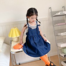 New Summer Girls Western Style Cowboy Suspender Skirt Vest Two Pieces Set