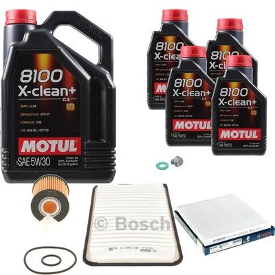BOSCH Inspektionspaket 9L Motul 8100 X-clean+ 5W-30 für Lexus RX 350 AWD