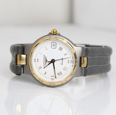 Longines L46938944 Quartz Watch Titanium And Laminated Leather Strap