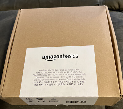 Amazon Basics High-Speed HDMI 2.0 Cable - 3 Feet and 15 Feet (2-Pack)