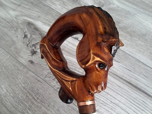 Antique Horse hoof Designed Handle Walking Sticks Wooden Gift Hand-Carved Cane - Picture 9 of 9