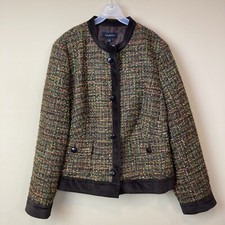 Talbots Collarless Tweed Short Jacket Women  s Size 16 NWT
