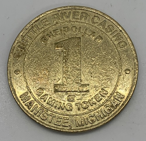 Little River Casino $1 Slot Gaming Token Manistee Michigan MI Latón - Imagen 2 de 2